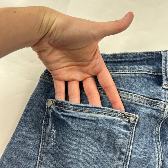 Judy Blue Dark Wash Distressed Denim Stretch Wide Leg Jeans 29 - Picture 7 of 7